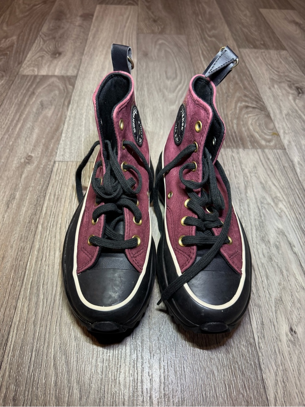 Converse Run Star Hike Platform Ox Bordeaux Gold Regal 573065C